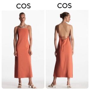 COS Open Back Midi Dress Orange Relaxed Fit Sleeveless Like New Size Medium